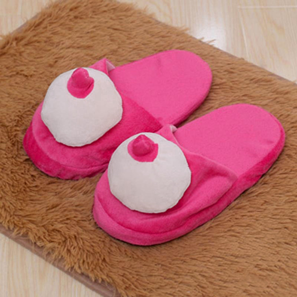 Cotton Slippers for Men and Women - Plush Flat House Slippers in Rose Red