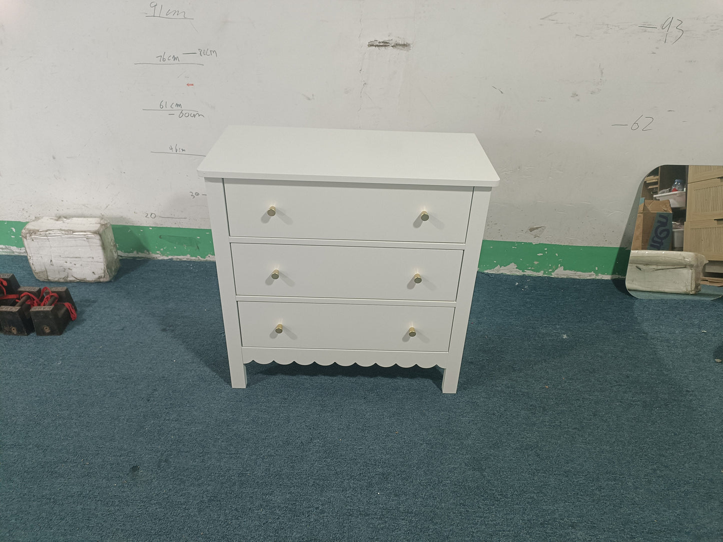 White 3 Drawer Dresser - Modern MDF Storage Cabinet