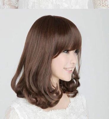 Women's Synthetic Hair Pieces - Mid-Length Straight Hair with Bangs, Multiple Colors