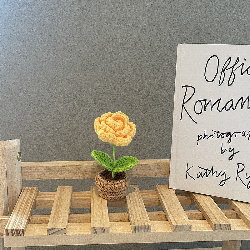 Mini Potted Artificial Flowers - Hand Woven Home Decor, All Colors