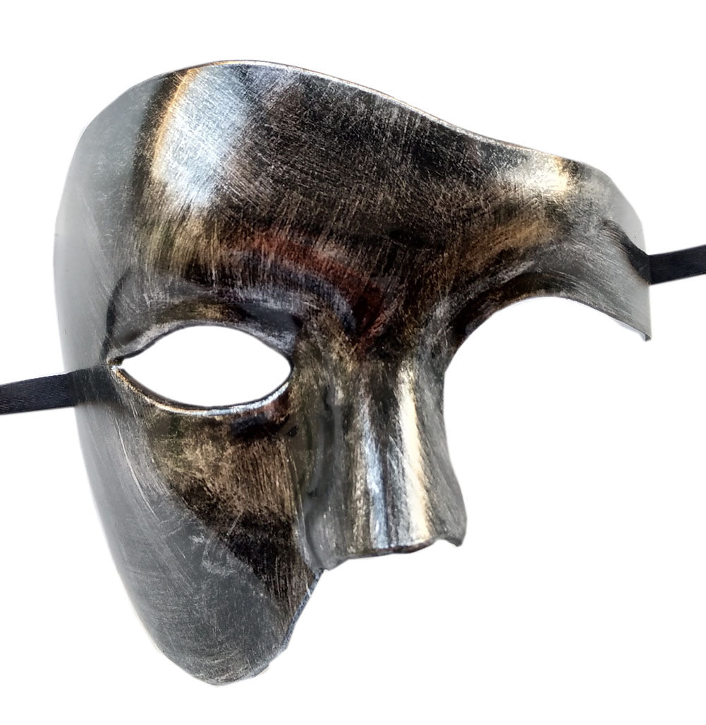 One-Eye Half Face Party Mask - Antique Gold Silver Black for Halloween