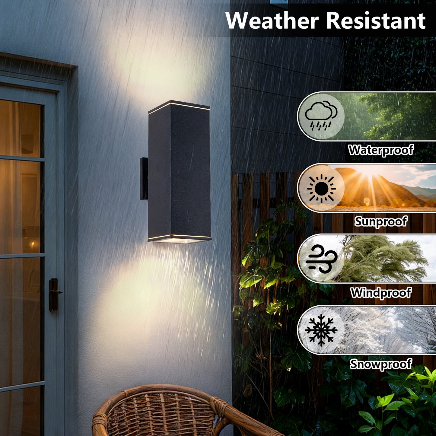 12in Modern Outdoor Wall Lights 4 Pack - Up & Down Porch Lighting Aluminum Waterproof Fixture