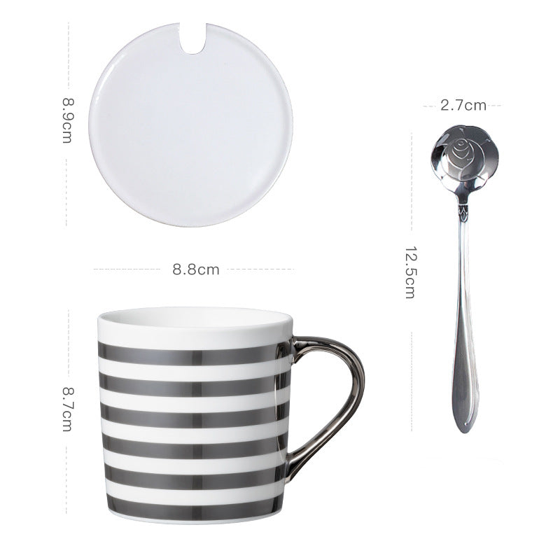 Luxury Coffee Mug with Lid and Spoon - Heart, LOVE, Star Style