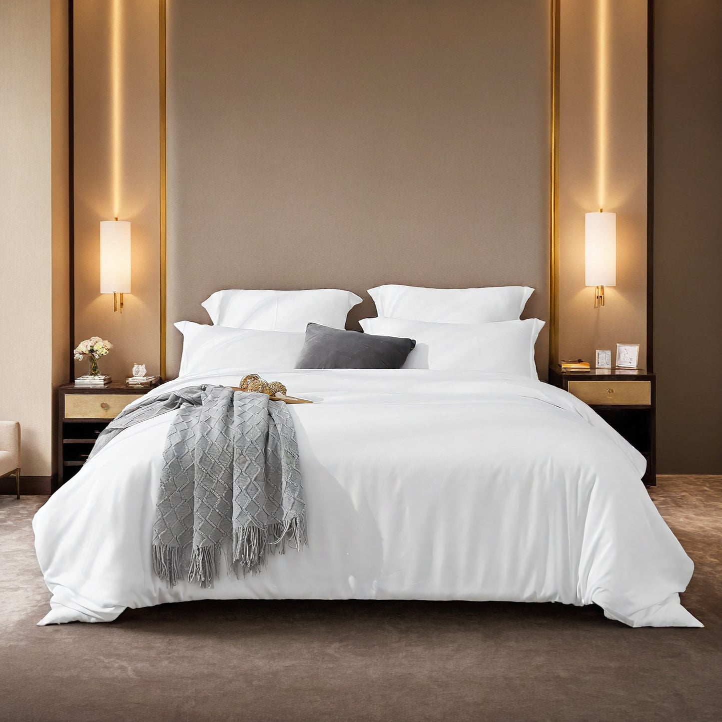 Oversized Duvet Cover Set - White & Pink, 1 Duvet Cover & 2 Pillowcases