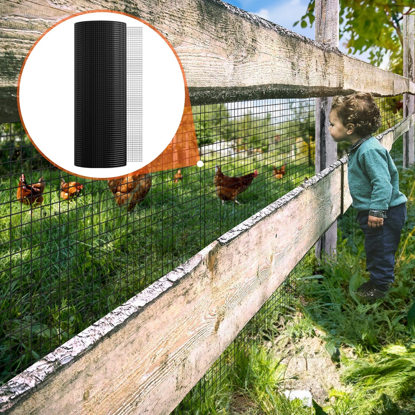 Galvanized Wire Mesh Roll 36x100ft Chicken Coop Fence for Poultry & Garden