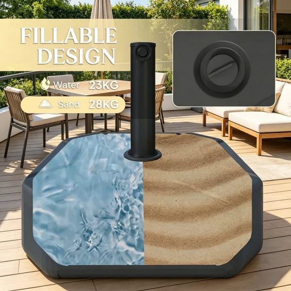 Outdoor Umbrella Base for Garden Parasol - 55 lbs Sand Weight