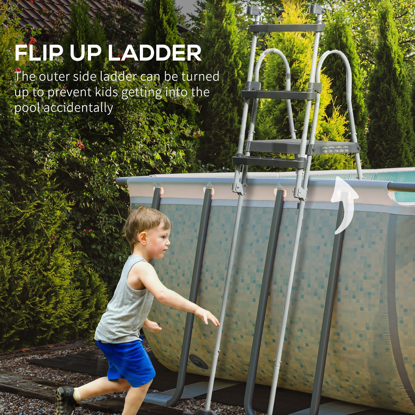 Above Ground Swimming Pool Ladder - Non-Slip Steps & Handrails
