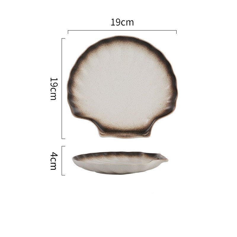 Ceramic Shell Plate for Kitchen & Dining - Irregular Shape, Microwave Safe