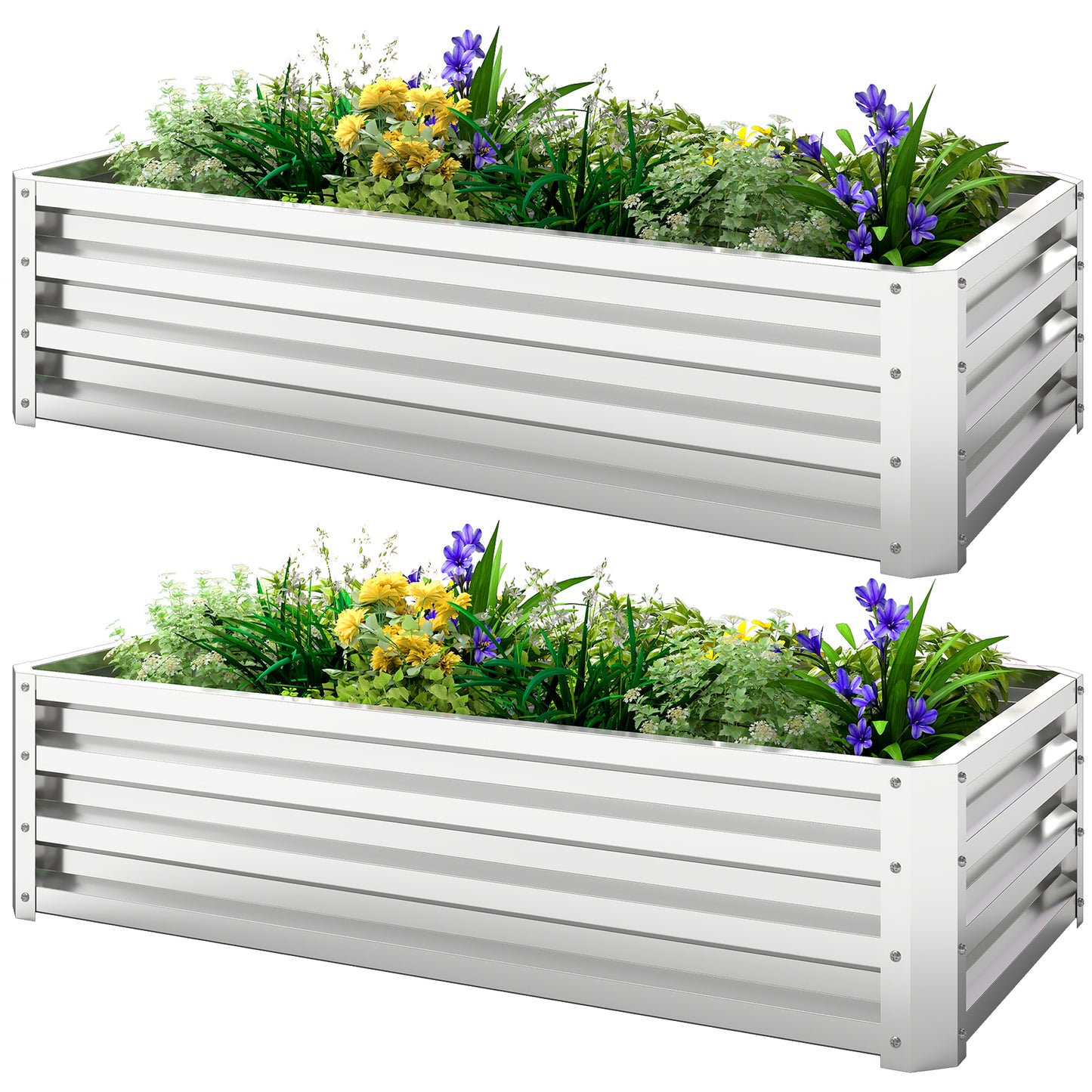 Galvanized Steel Raised Garden Bed - Outdoor Vegetable, Herb & Flower Planter Box 4x2x1 ft