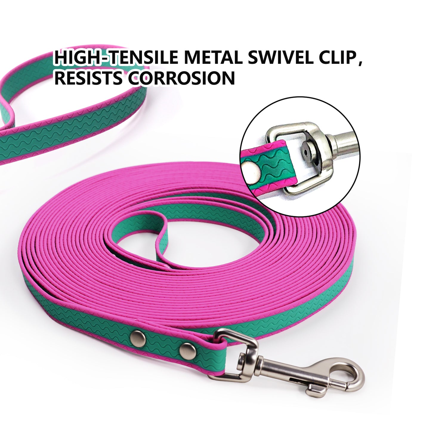 Pet Training Leash Waterproof PVC Coated Rubberized Durable Rope