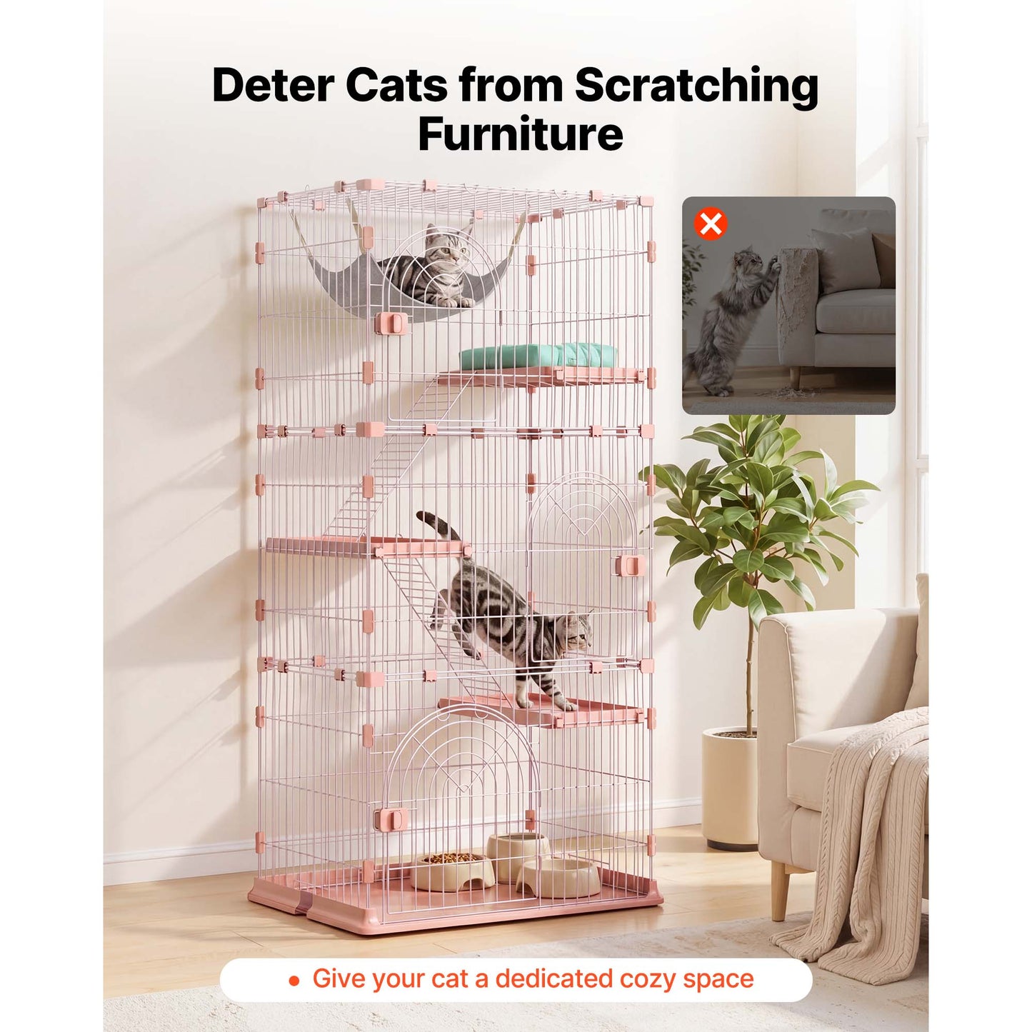Large 4-Tier Cat Cage with Ladders - Indoor Exercise Enclosure for Cats & Small Animals