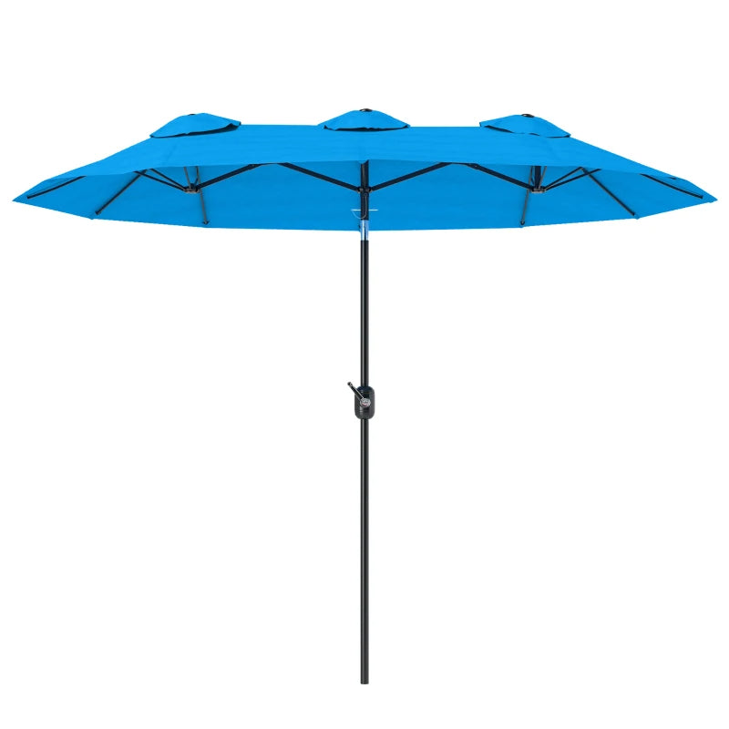 9.5' Double-Sided Patio Umbrella with Tilt & Crank - Cyan Blue