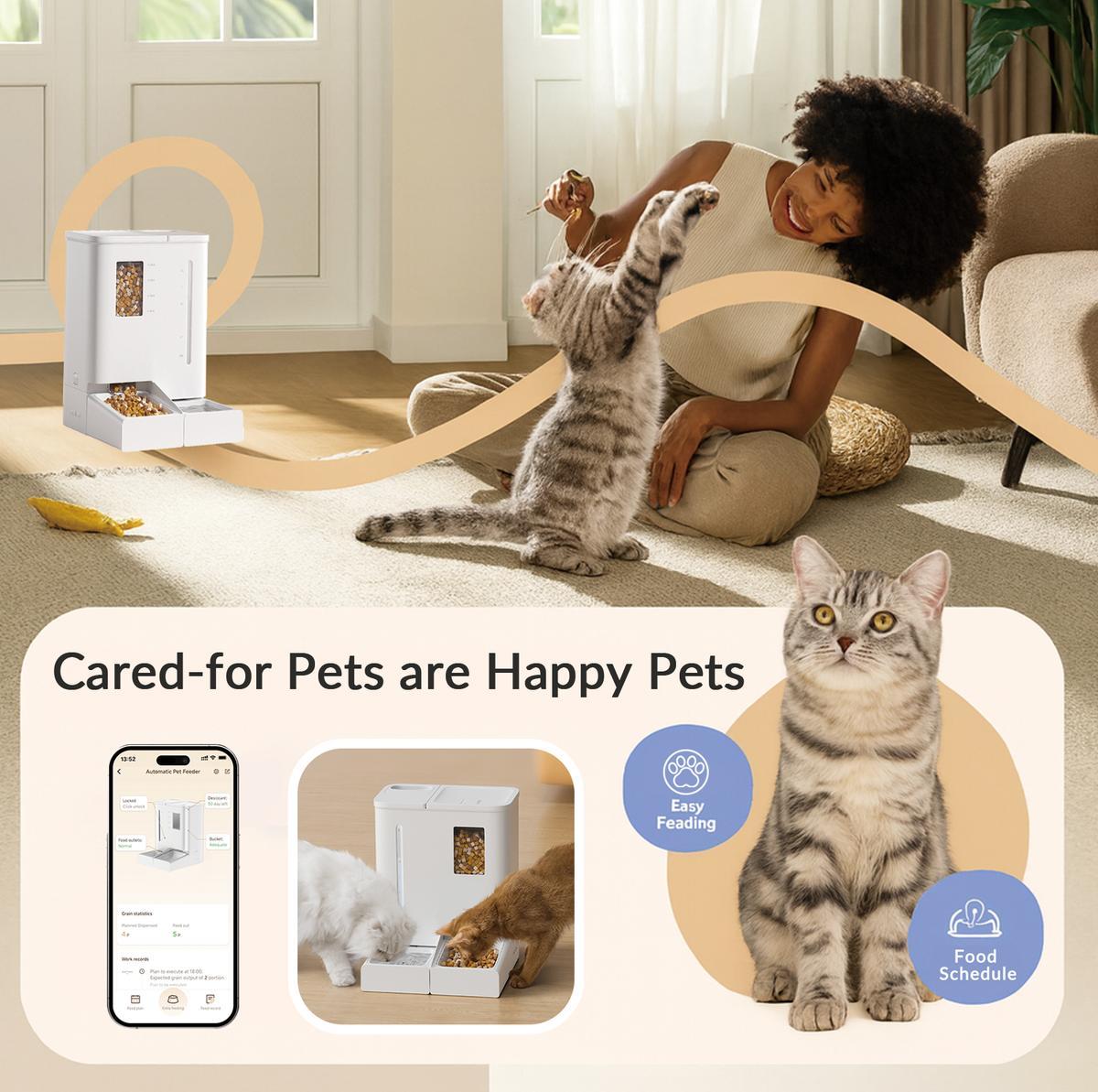 WiFi Automatic Pet Feeder & Waterer Set - 2-Week Capacity, App Control, Detachable & Washable