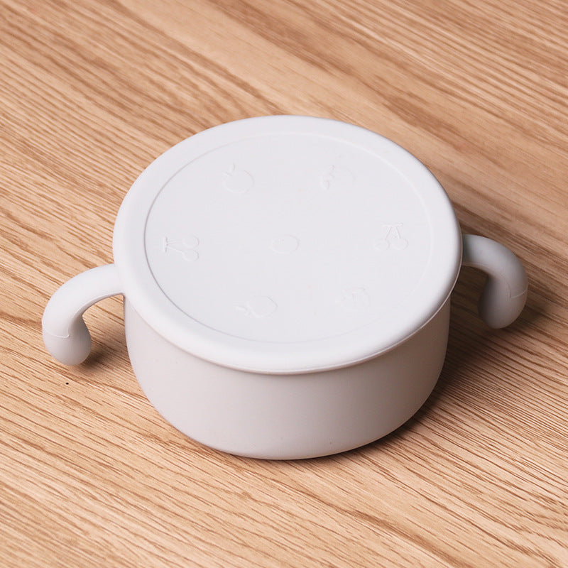 Children's Silicone Snack Bowl with Dustproof Lid and Handles for Kids