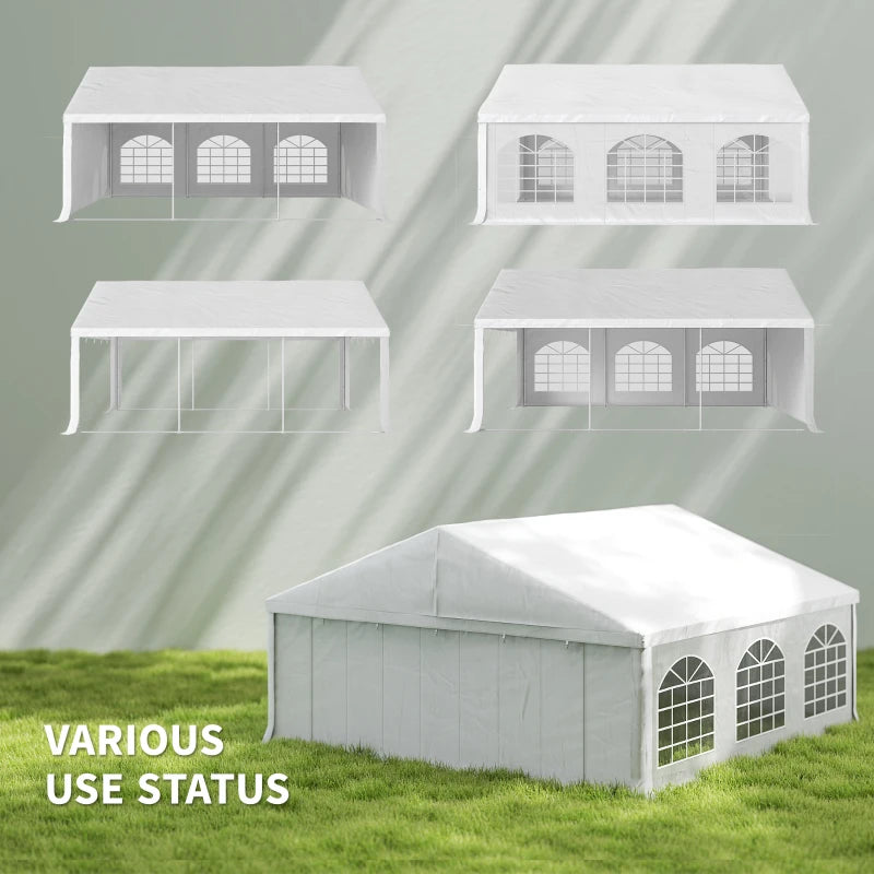 Heavy-Duty Outdoor Wedding Tent with Sidewalls and Steel Frame - White