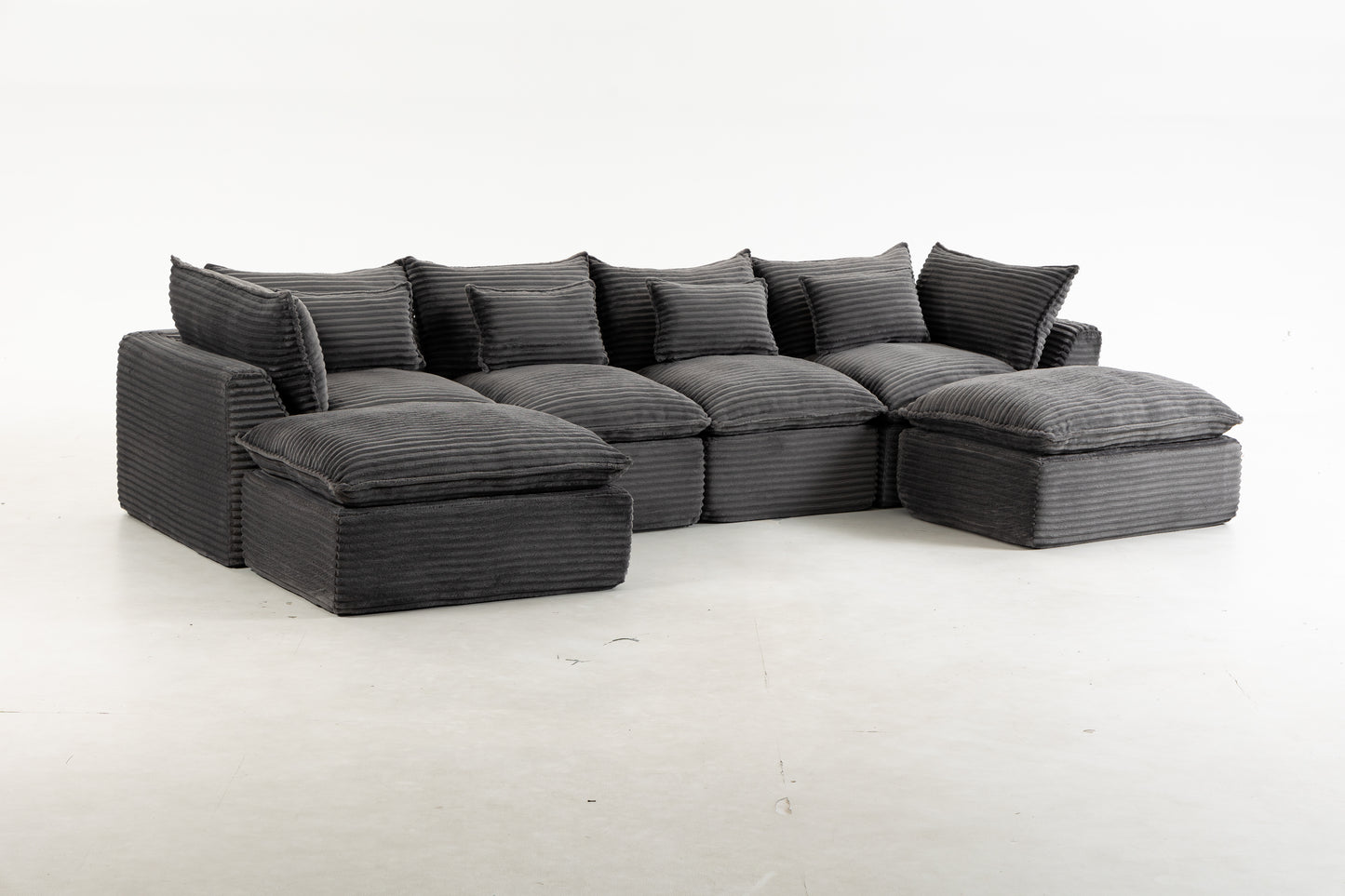 Oversized Modular Sectional Sofa - 129.8" Wide, Antique Grey