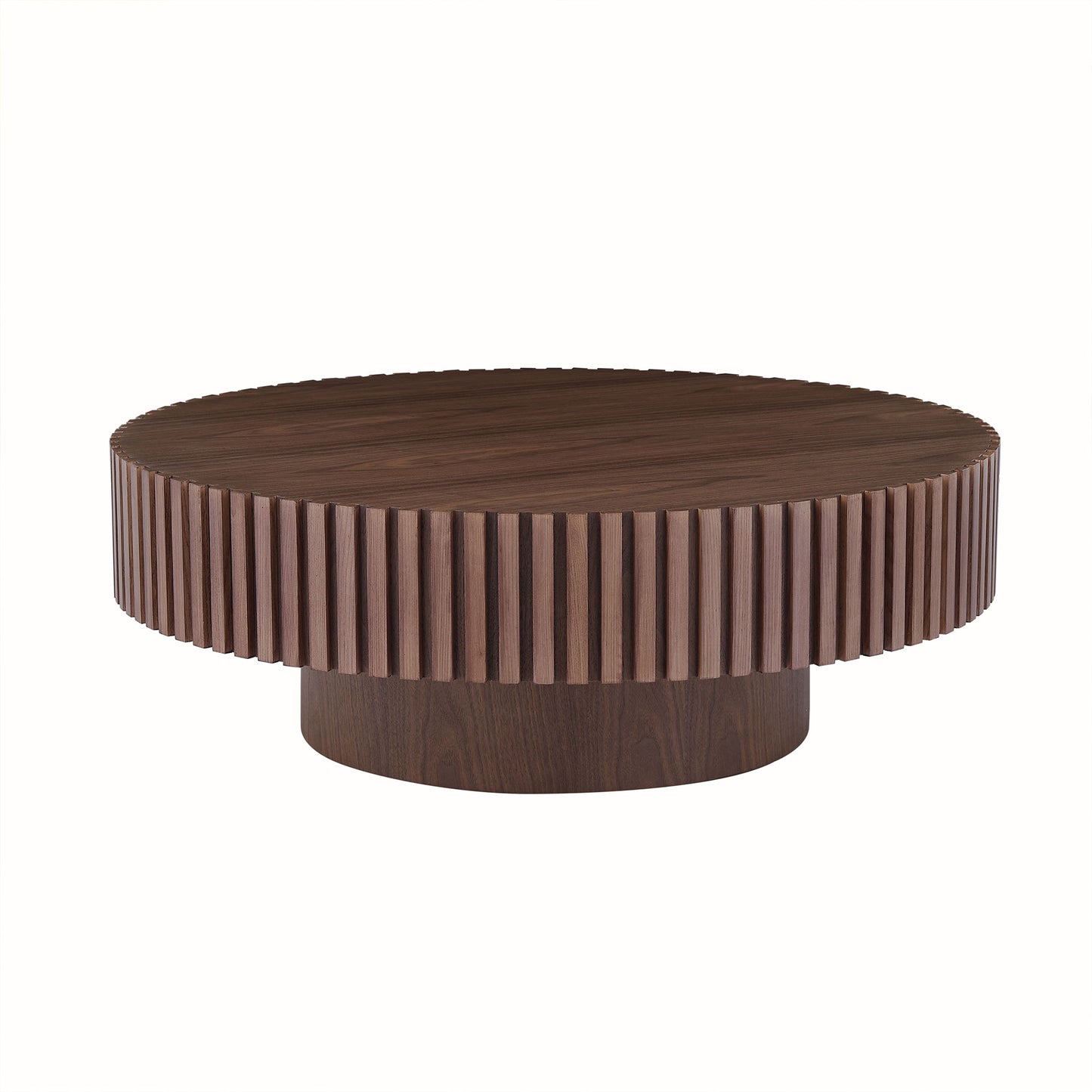Round Coffee Table for Small Spaces - Walnut Finish