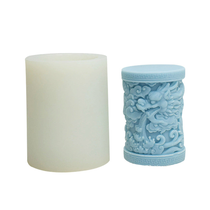 Embossed Dragon Pattern Silicone Candle Mold for Aromatherapy, Resin, Chocolate