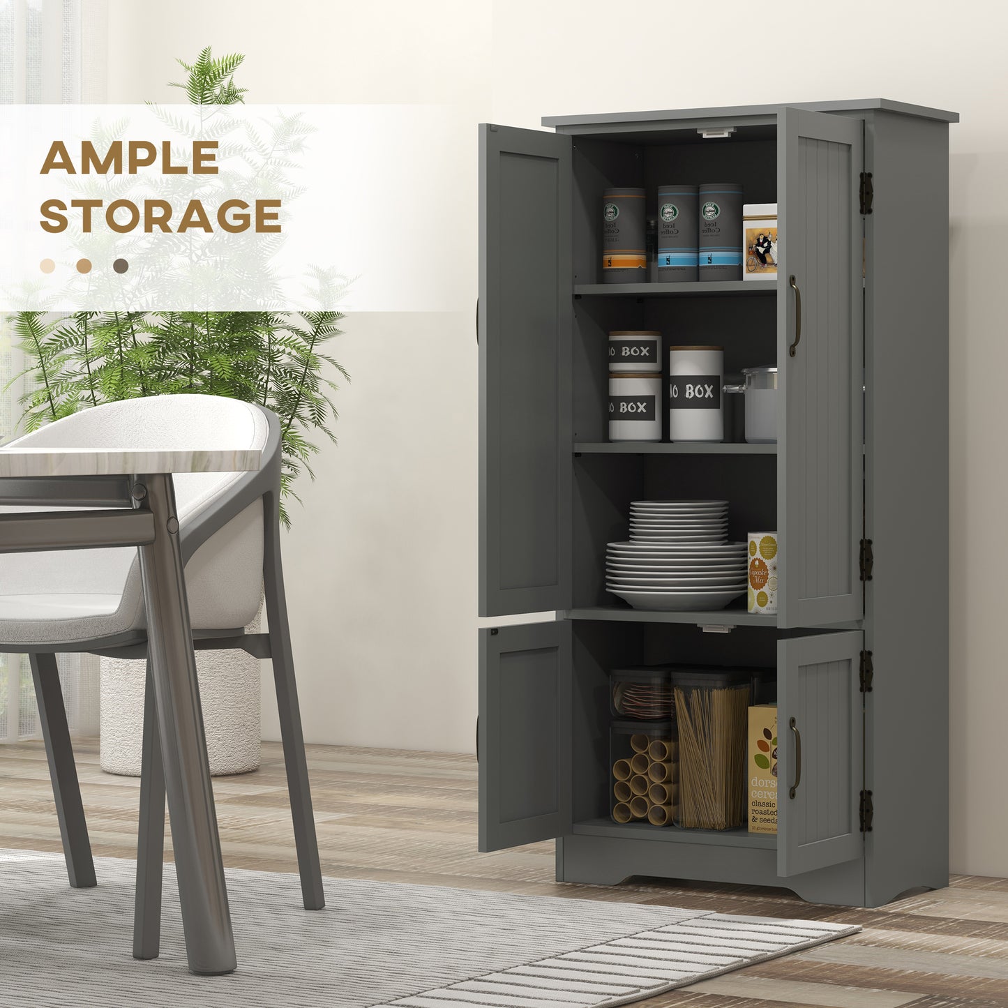 Gray Accent Floor Storage Cabinet with Adjustable Shelves
