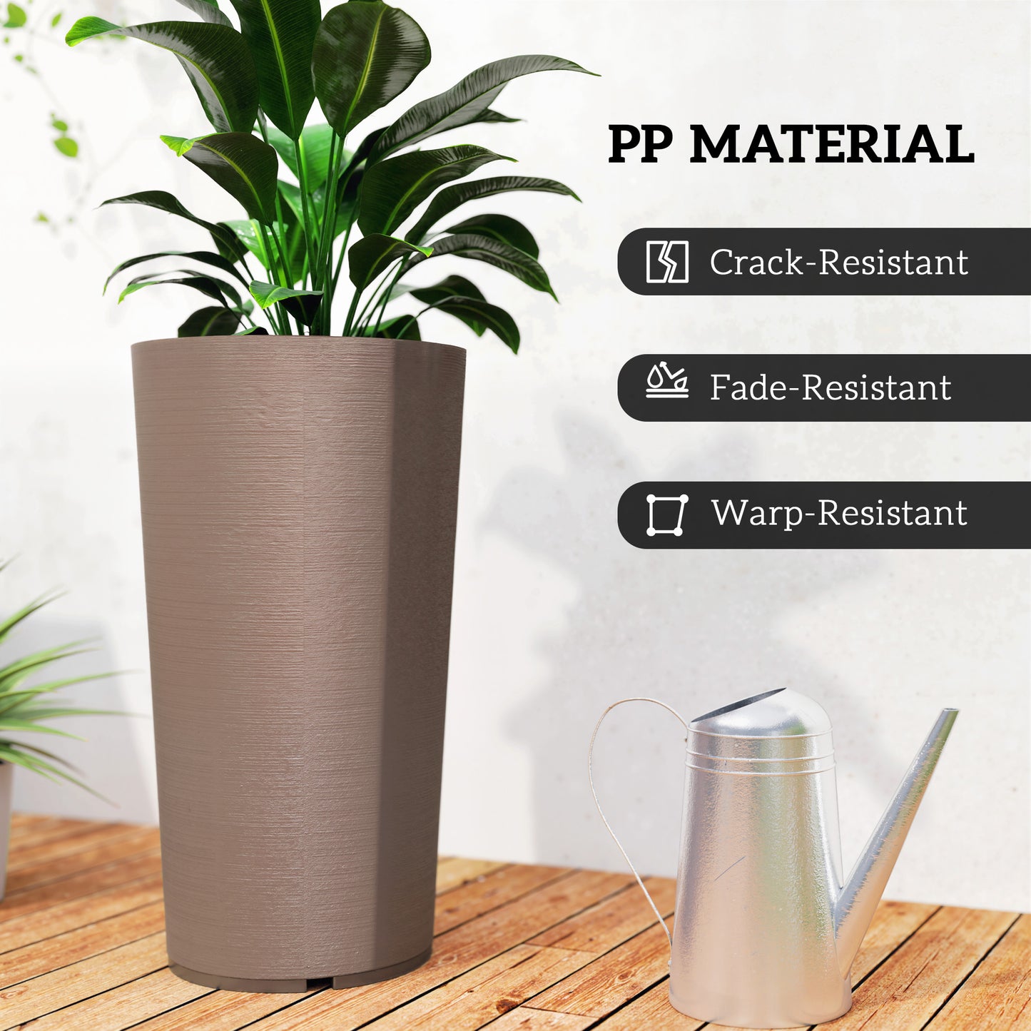 29 Inch Outdoor Plant Pots Set of 2 Weather-Resistant Large Flower Planters