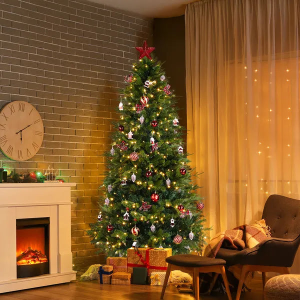 7.5 FT Artificial Christmas Tree with 400 Warm White LED Lights