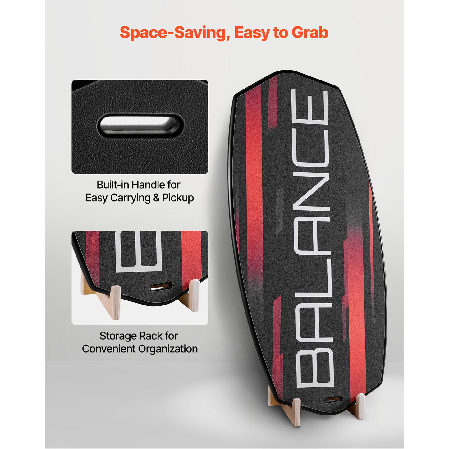 Adjustable Balance Board for Core Workouts with Roller & Storage Rack - Wooden Balance Trainer