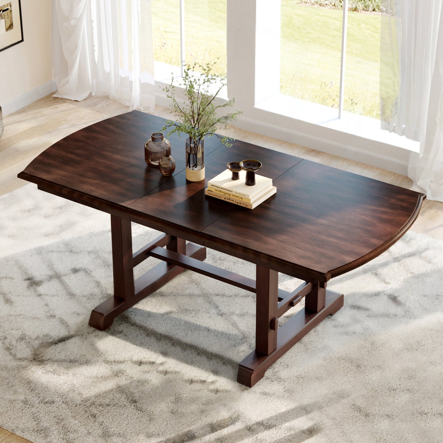 59 -77 Extendable Dining Table, Farmhouse Wooden Kitchen Table With