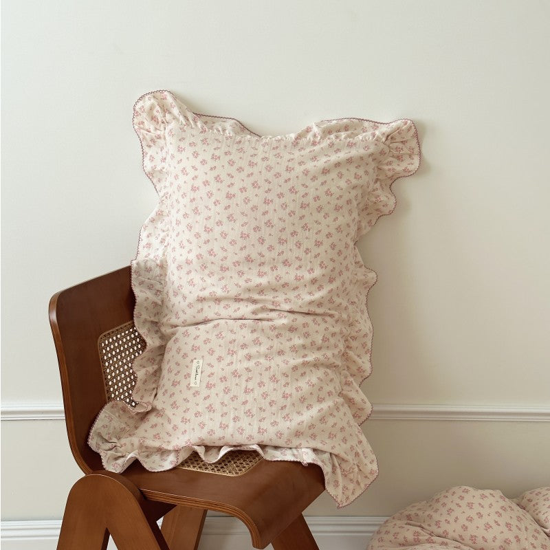 Korean Floral Cotton Gauze Pillowcase - Soft Home Bedding