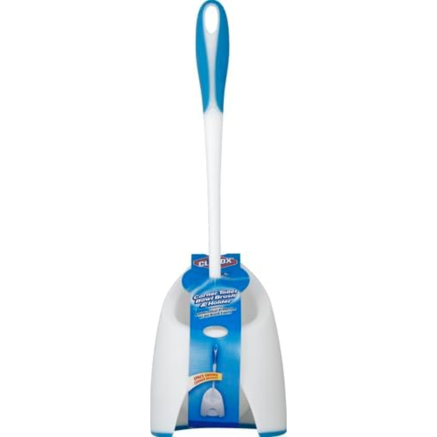 Corner Toilet Bowl Brush Set with Under Rim Scrubber and Storage Caddy - White Bathroom Cleaning Tool