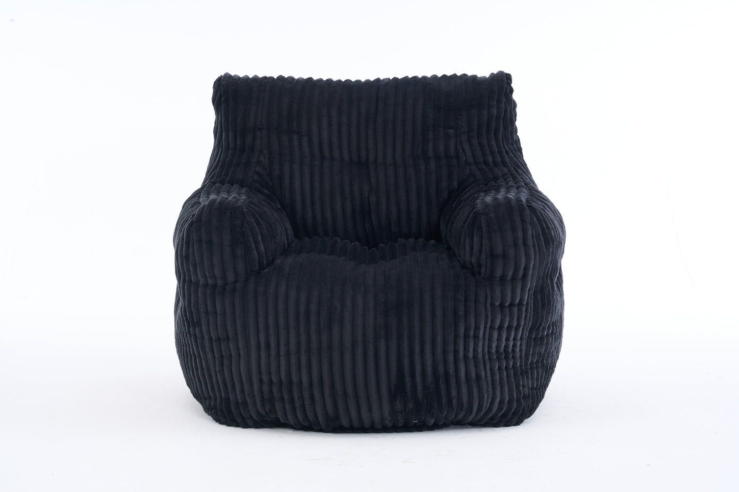 Soft Fluffy Corduroy Bean Bag Chair with Memory Foam - Black