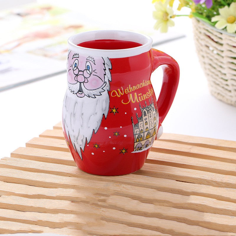 Christmas Cartoon Snowman Santa Ceramic Mug - Holiday Gift Drinkware