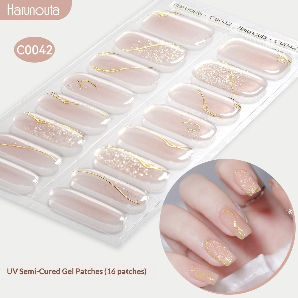 Waterproof Glitter Gel Nail Stickers Long-Lasting UV-Cured Nail Art