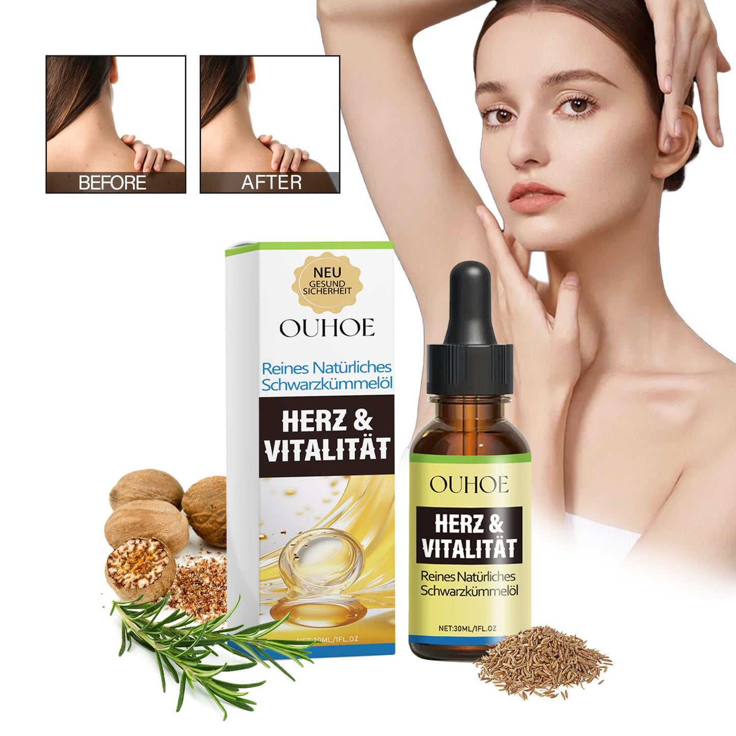 Natural Black Seed Hair and Body Oil - Moisturizing Hair Growth Essence