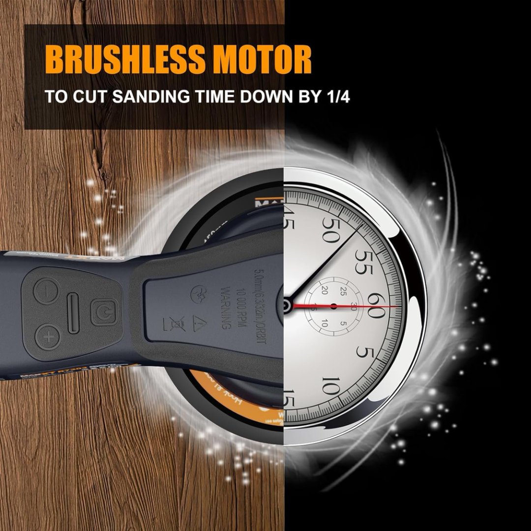 Electric Random Orbital Sander Brushless 5mm 350W Variable Speed Woodworking Tool