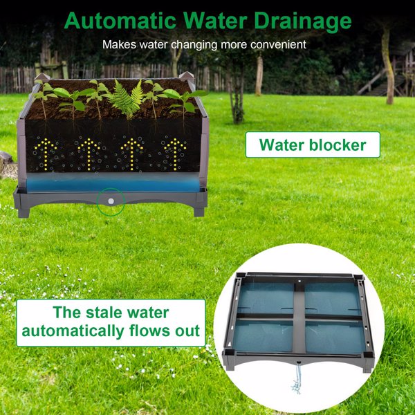Outdoor Garden Flowerpot with Self-Watering Tray - Brown, Large Size
