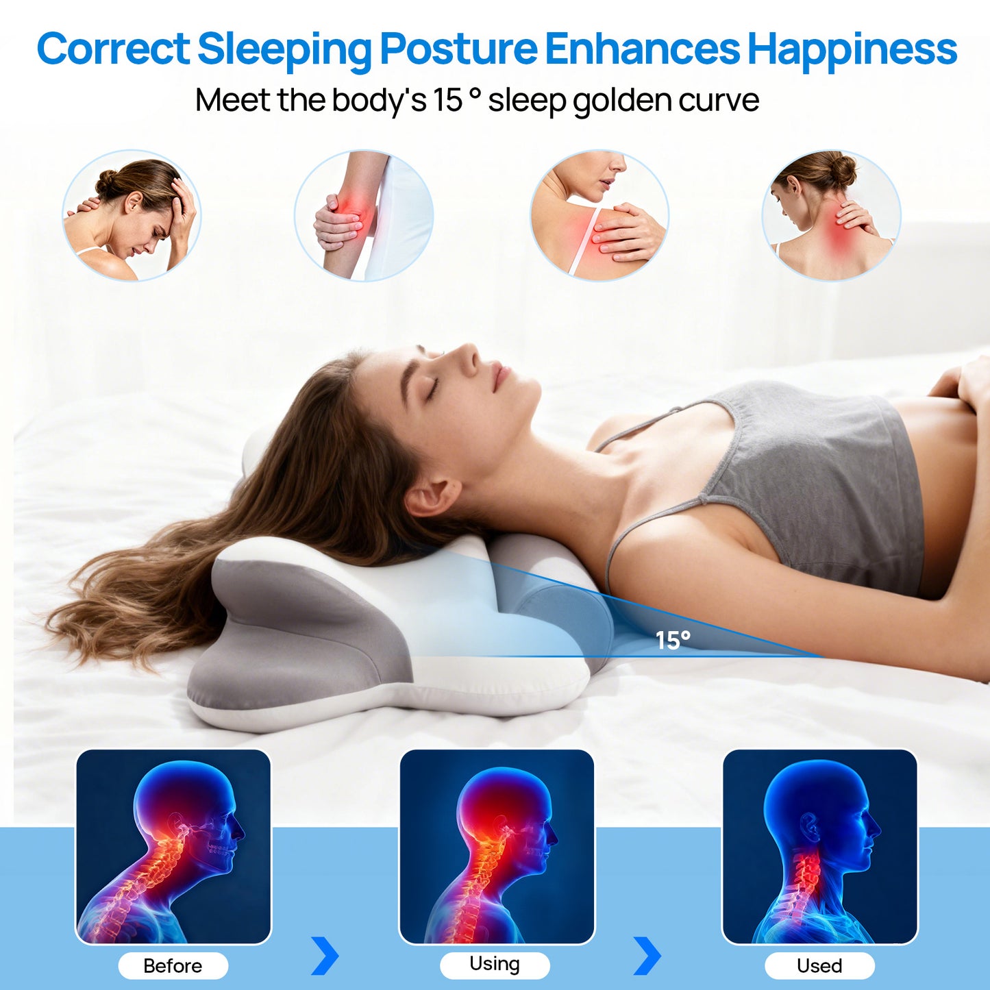 Cooling Ergonomic Memory Foam Neck Pillow - Multiple Variants