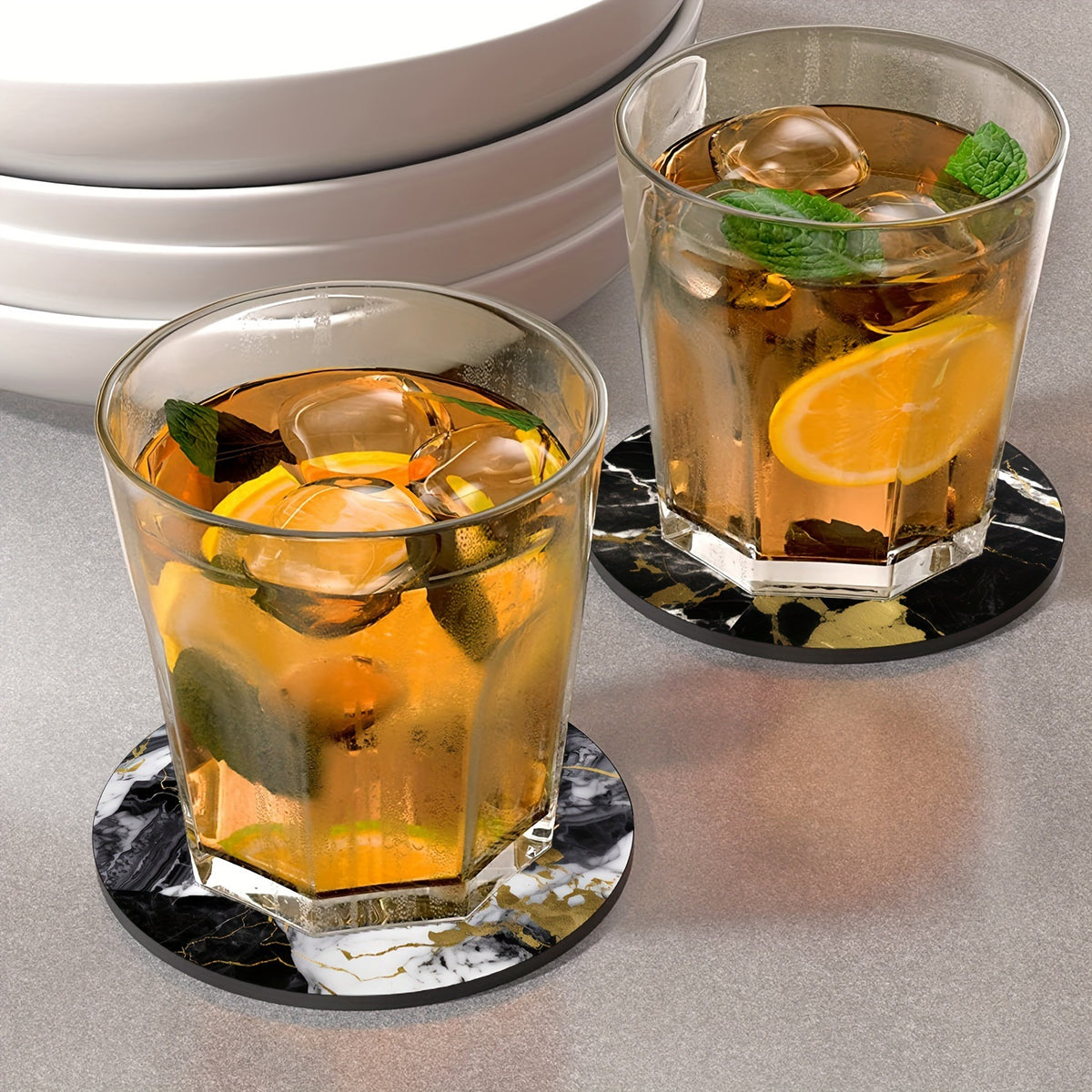 Ceramic Tea Coaster Set - Waterproof, Stain-Resistant, Washable 5 Pieces