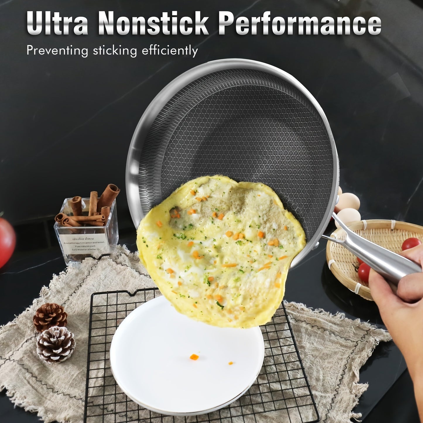 26cm Stainless Steel Non-Stick Frying Pan - Easy to Clean
