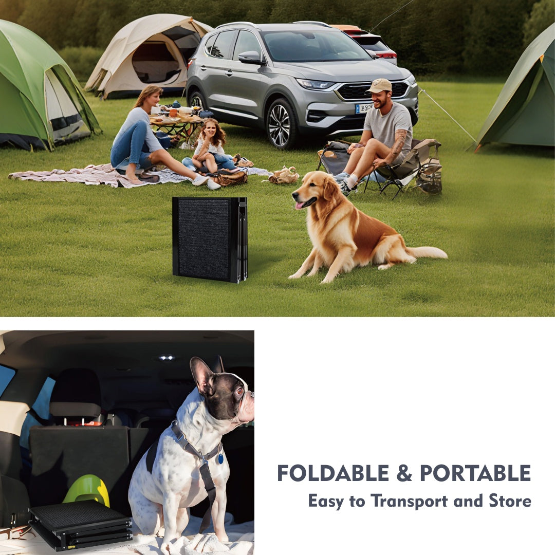 Portable Dog Ramp for Car SUV & Truck - 71 Inch Aluminum Non-Slip Surface, Supports Up to 250 lbs