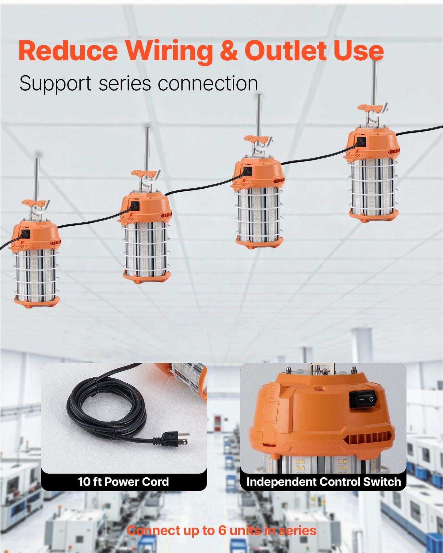 150W LED Work Light - 19000 Lumens, Waterproof & Linkable Construction Lighting