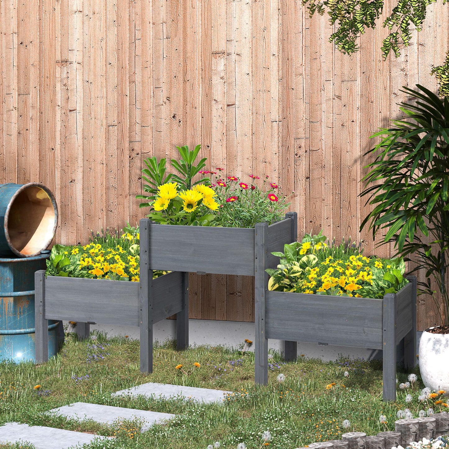 3-Tier Raised Garden Bed Planter Box for Vegetables Herbs Flowers - Freestanding
