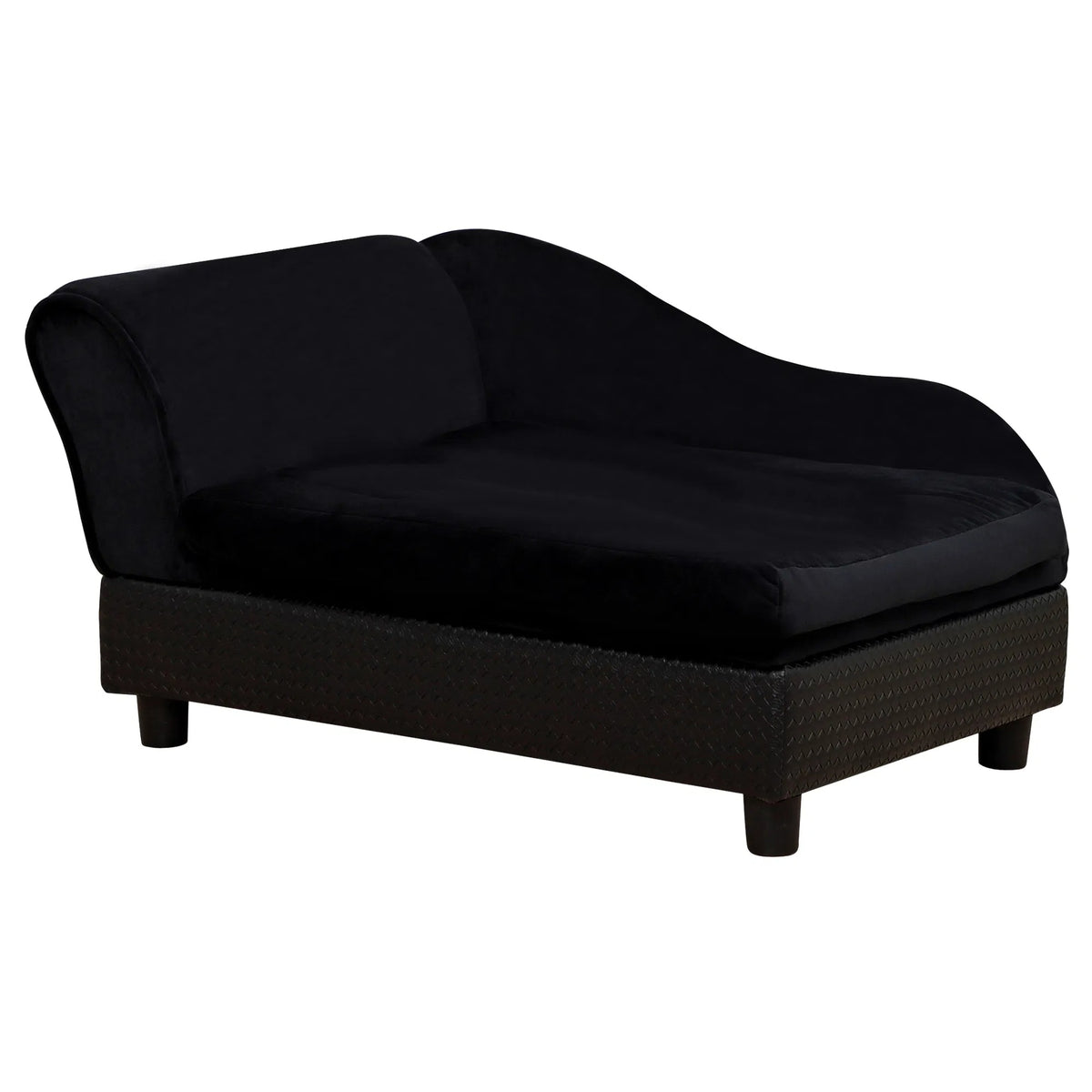 Small Dog Bed with Hidden Storage and Foam Cushion - Modern Pet Sofa, Black