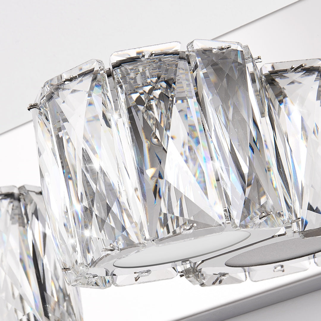 Modern Crystal 6-Light LED Wall Sconce - Chrome Vanity Light