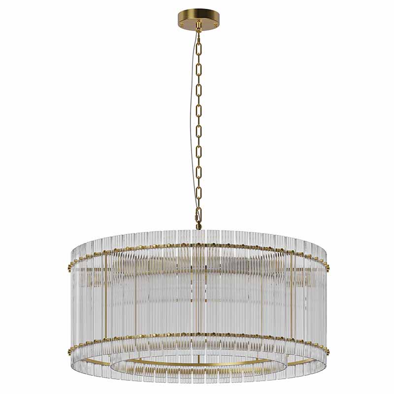 Modern 37-Inch Gold Round Chandelier - 2-Tier Crystal Lighting