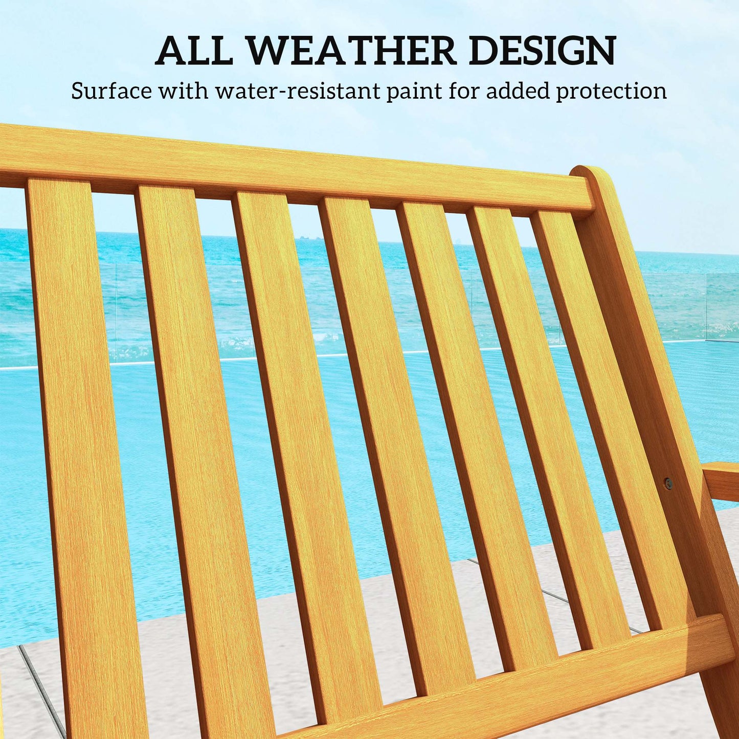 Foldable Acacia Wood Outdoor Bench with Backrest - Teak