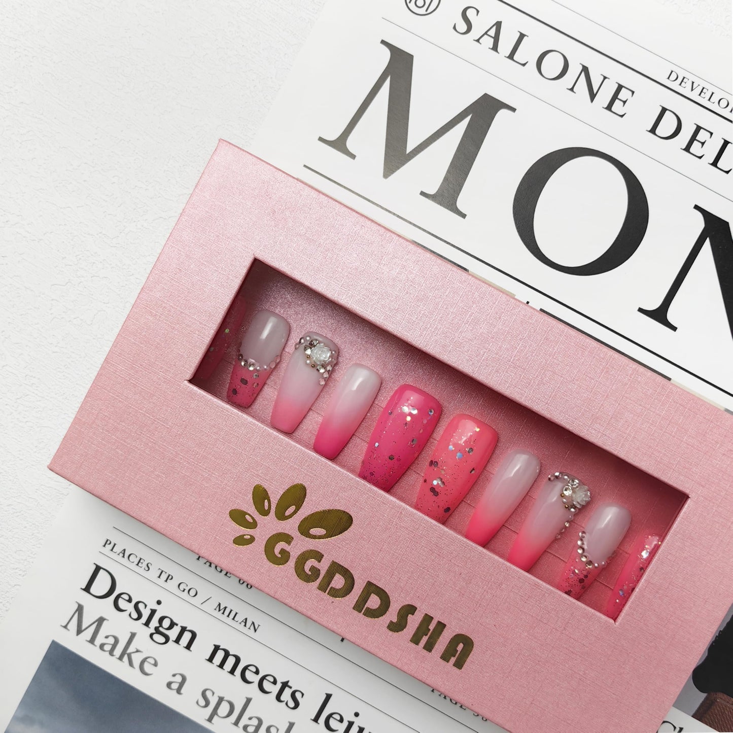 Handmade Press On Nails - Blush Elegance Reusable Acrylic Nail Art Kit