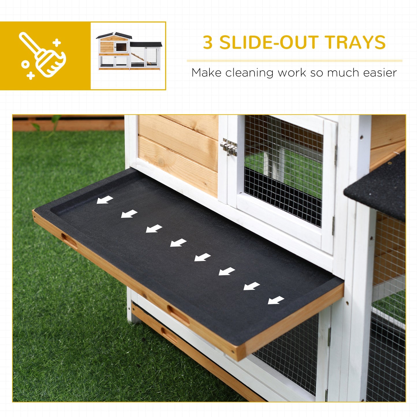 Wooden Rabbit Hutch 2-Story Small Animal House with Ramp, Weatherproof