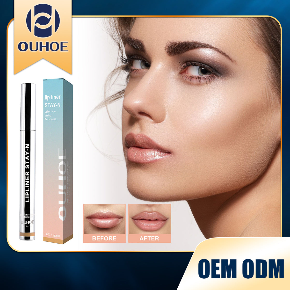 Peel-Off Lip Liner Light Brown - 5ml Lip Makeup Pencil