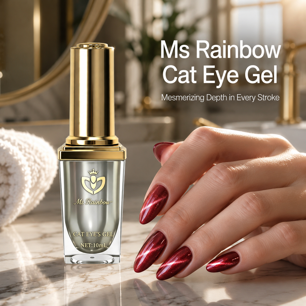 Rainbow Starry Cat Eye Gel Polish - 10ml Magnetic Shimmer Nail Gel