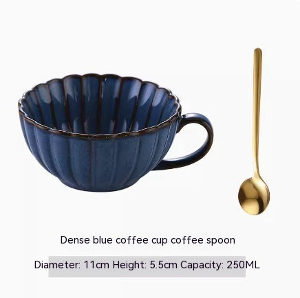 Vintage Ceramic Coffee Mug Set with Spoon - Breakfast & Tea Cup